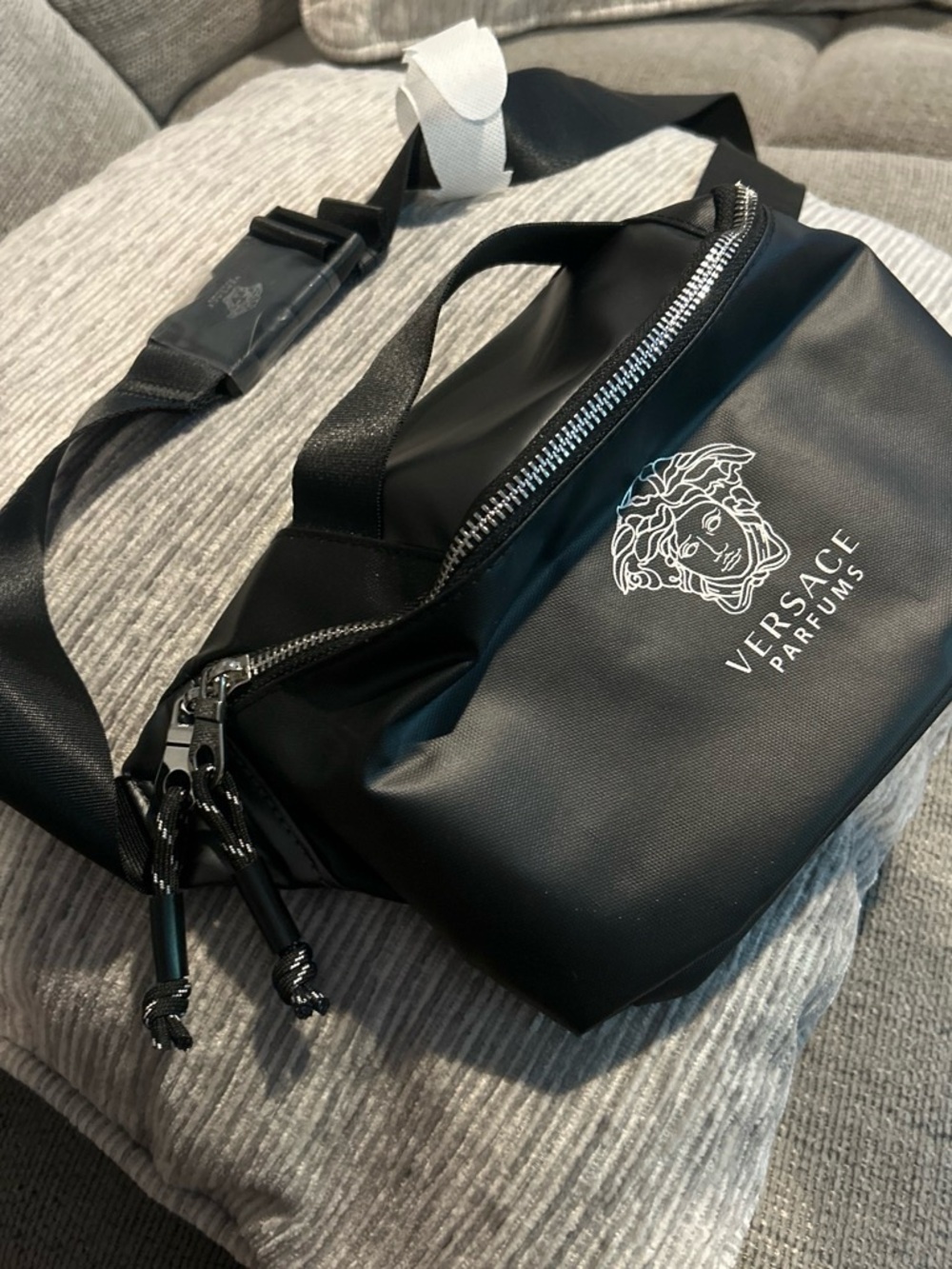 Versace Black Crossbody Belt Bag with White Medusa Logo